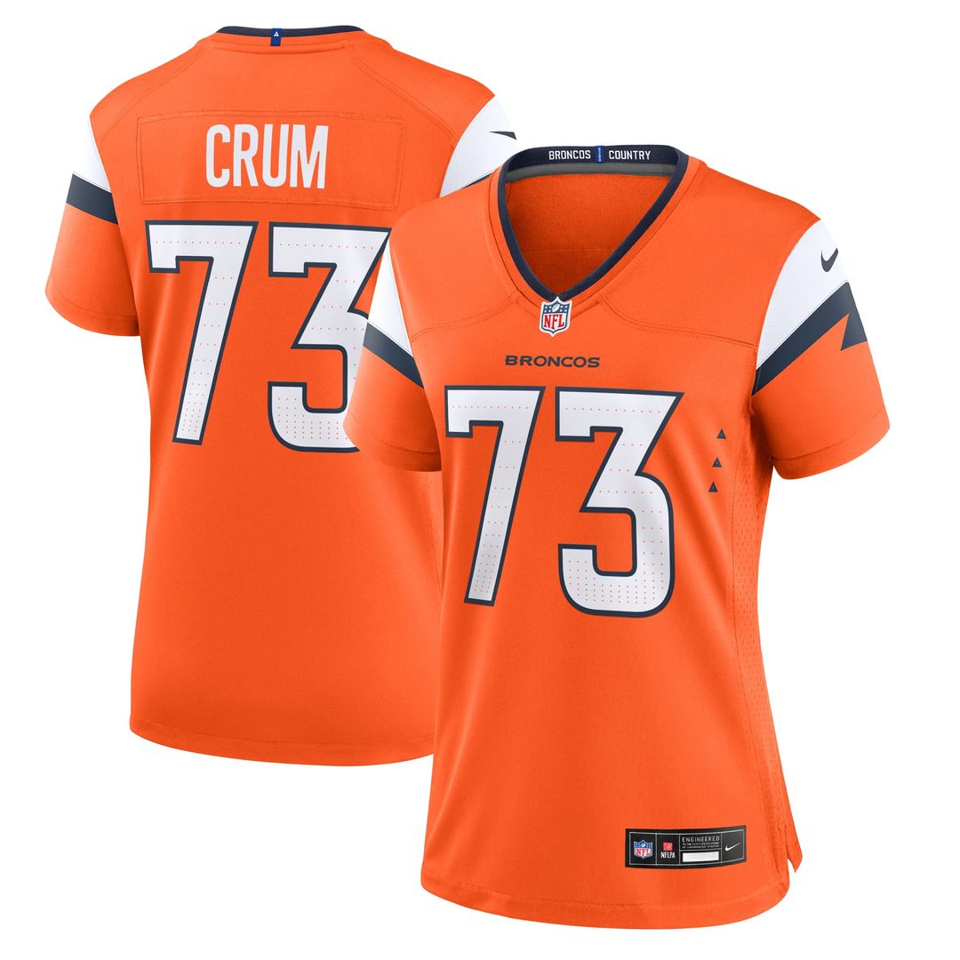 Frank Crum Denver Broncos Women's Team Game Jersey - Orange