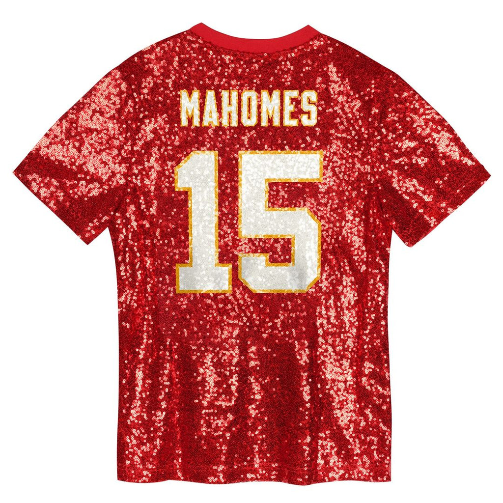 Patrick Mahomes Kansas City Chiefs Girls Youth Sequin V - Neck Fashion Jersey - Red