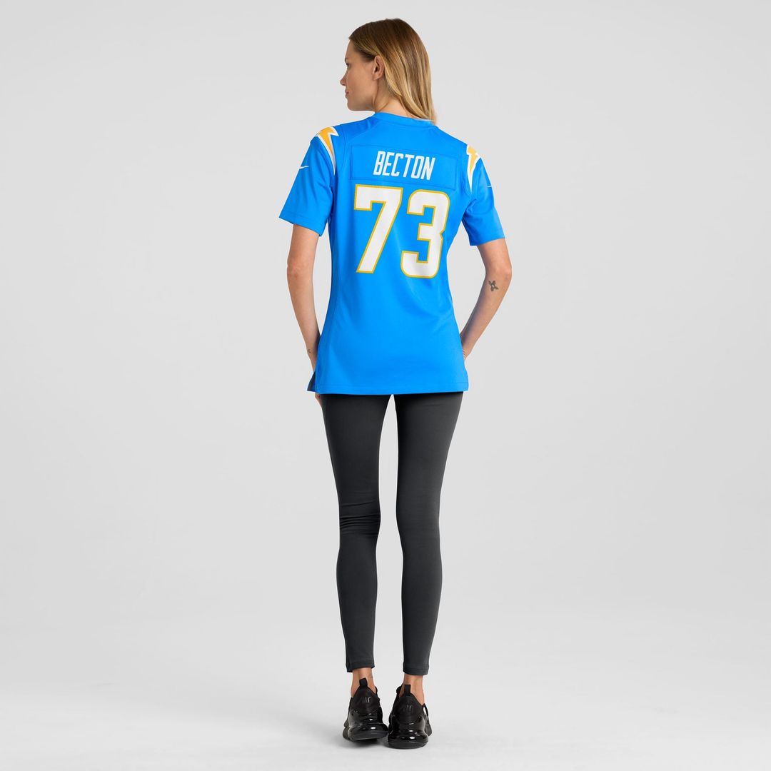 Mekhi Becton Los Angeles Chargers Women's Team Game Jersey - Powder Blue