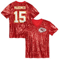Patrick Mahomes Kansas City Chiefs Girls Youth Sequin V - Neck Fashion Jersey - Red