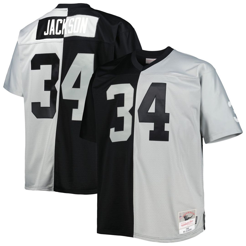Bo Jackson Las Vegas Raiders Big & Tall Split Legacy Retired Player Replica Jersey - Black/Silver