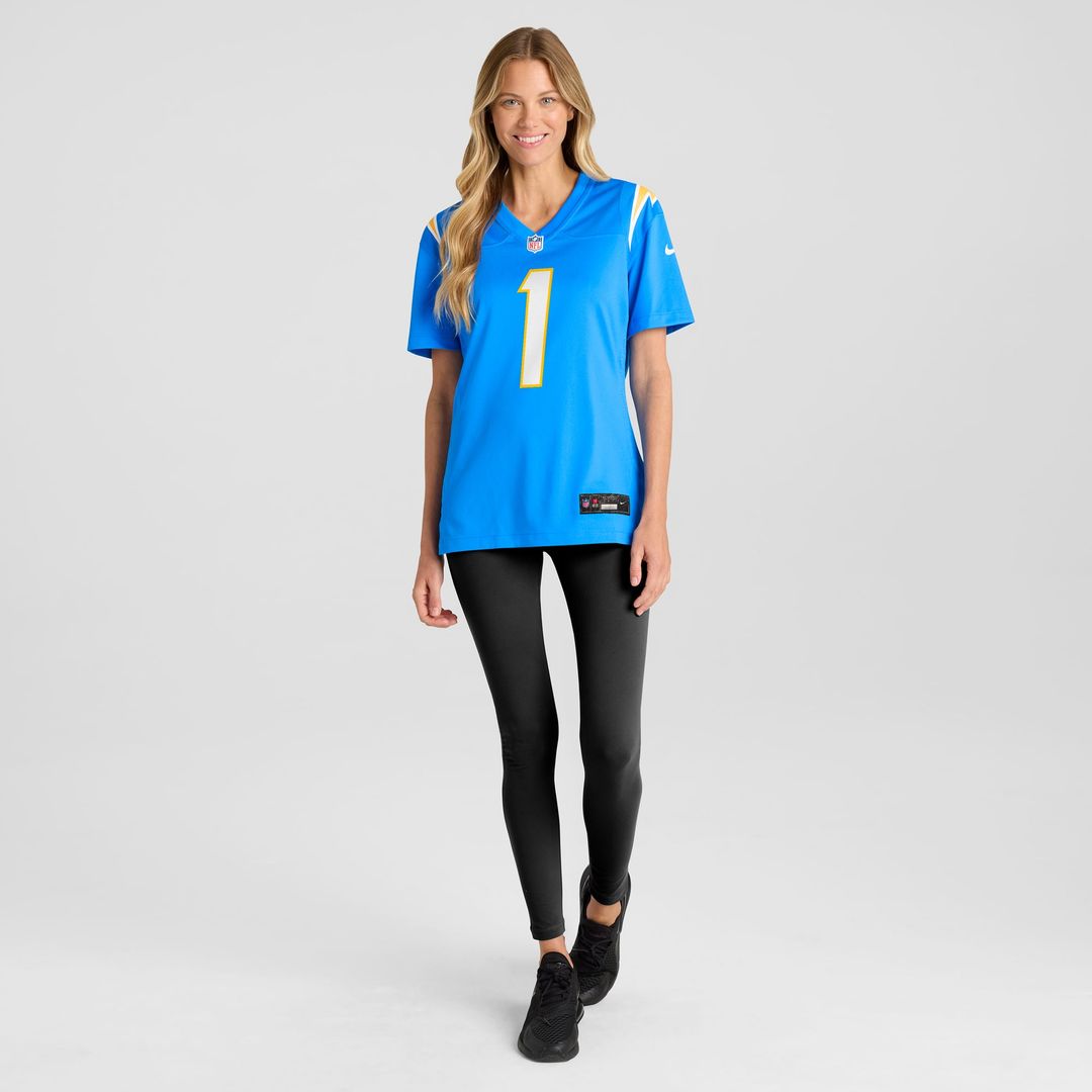 Number 1 Bride Los Angeles Chargers Women's Game Jersey - Powder Blue