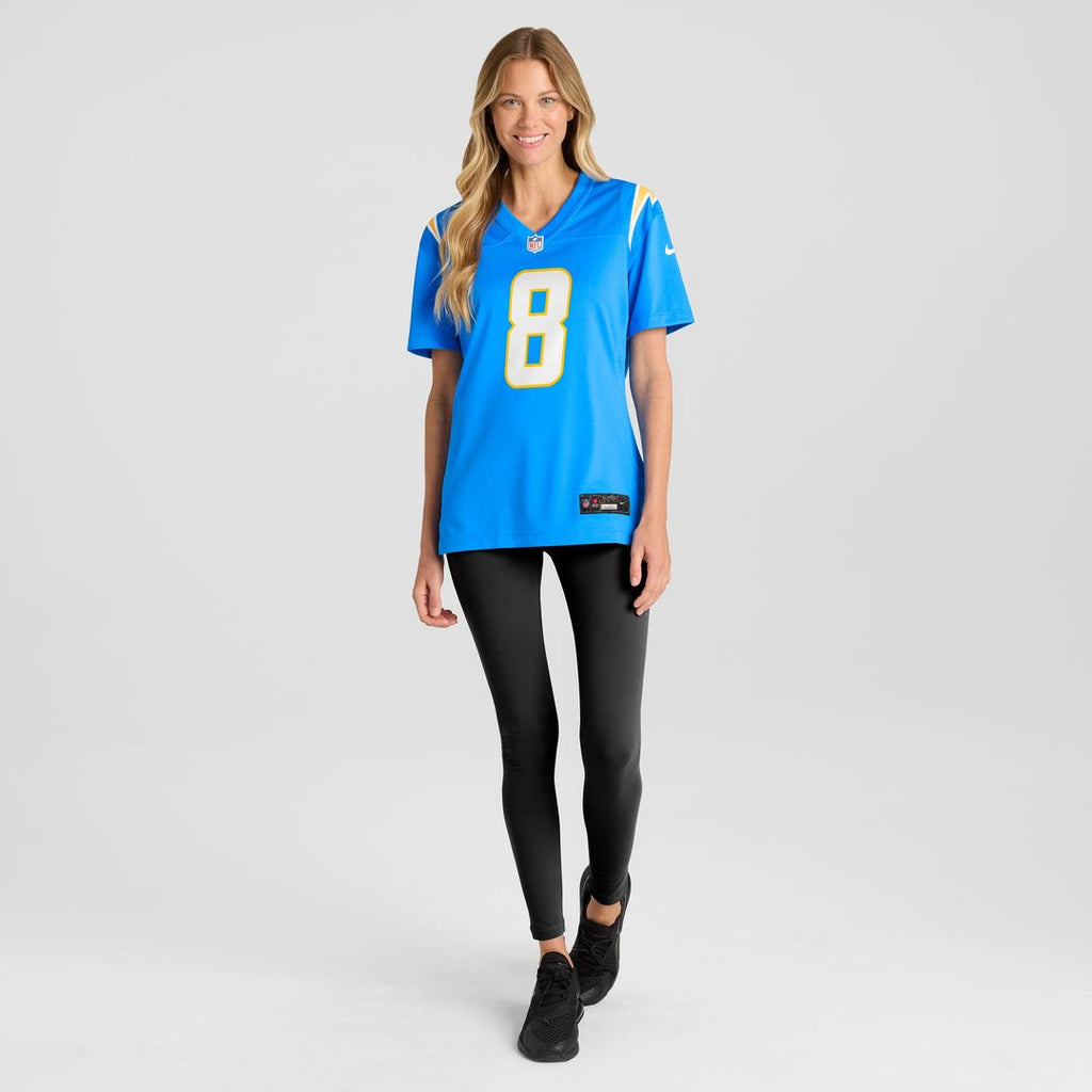 Max Duggan Los Angeles Chargers Women's Team Game Jersey - Powder Blue