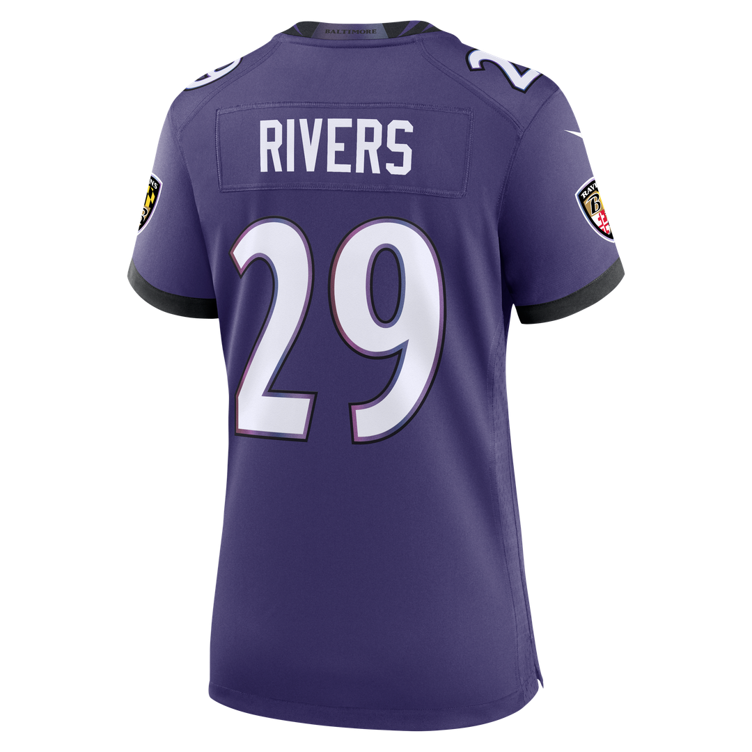 Chandler Rivers Baltimore Ravens Women's Team Game Jersey - Purple