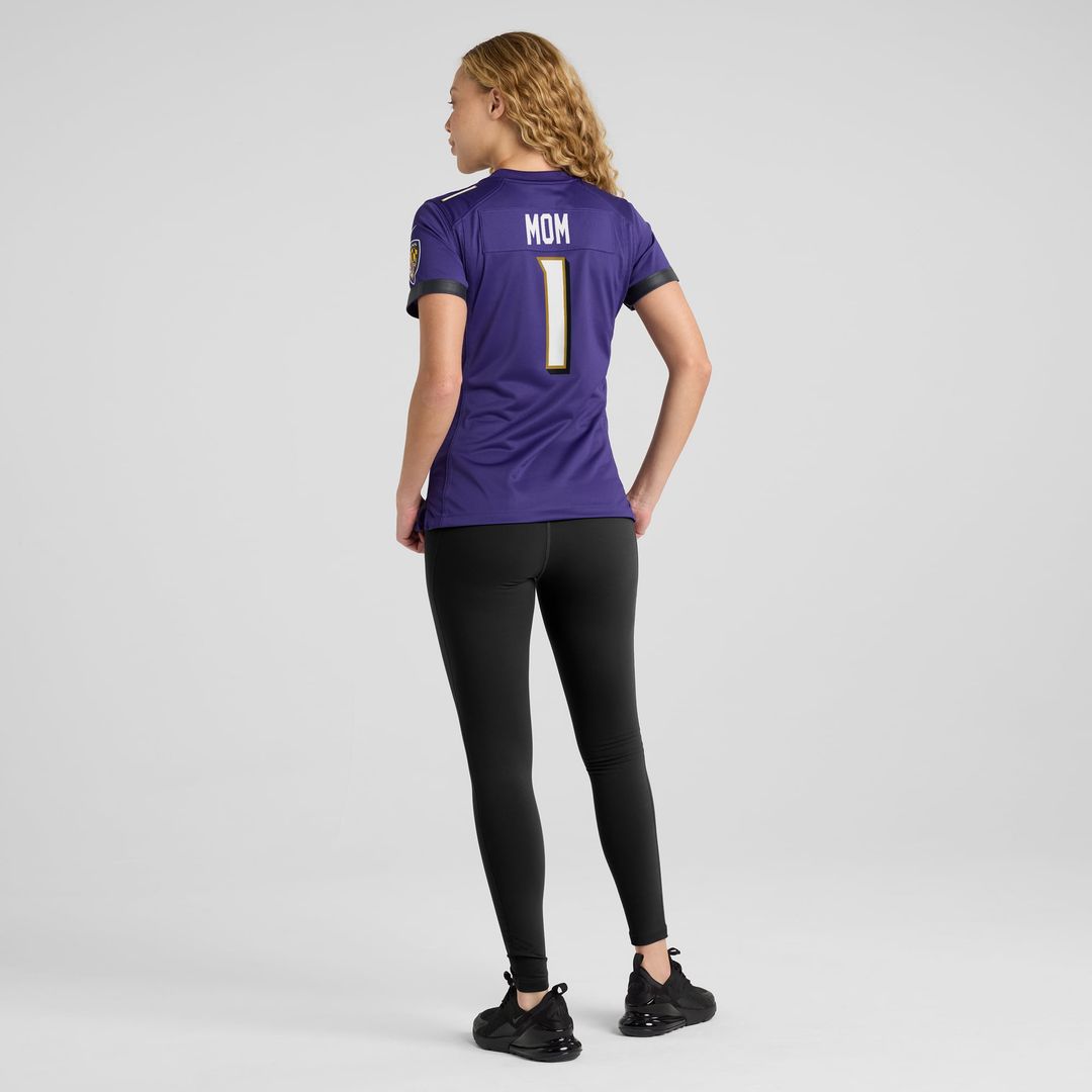 Number 1 Mom Baltimore Ravens Women's Game Jersey - Purple