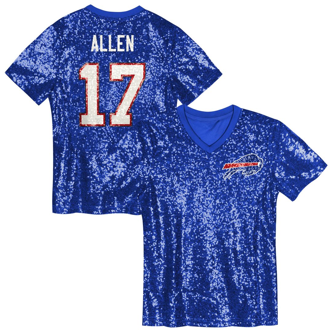 Josh Allen Buffalo Bills Girls Youth Sequin V - Neck Fashion Jersey - Royal