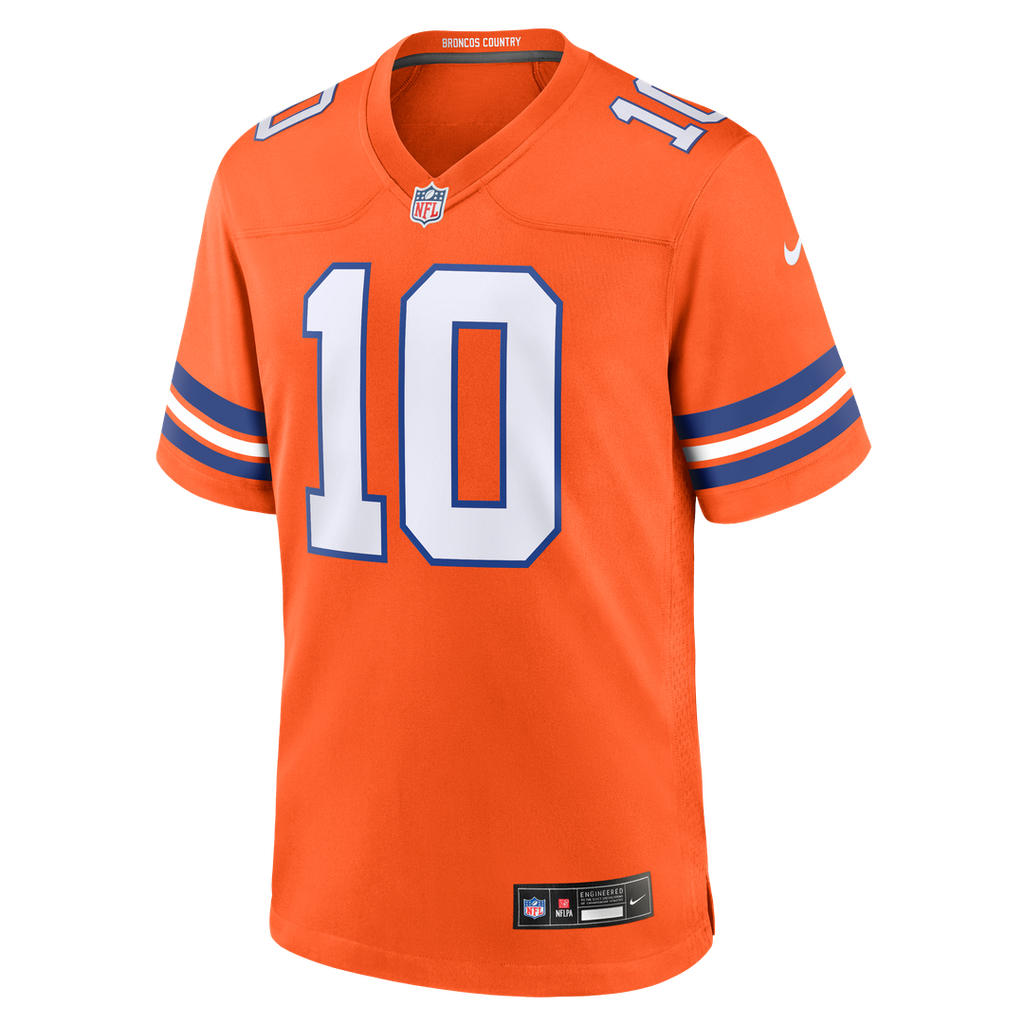 Bo Nix Denver Broncos Mile High Collection 1977 Throwback Player Game Jersey - Orange