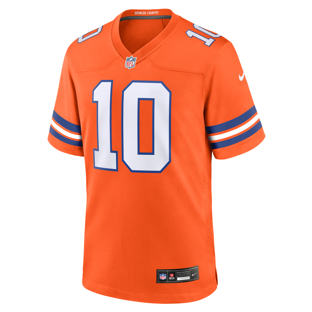 Bo Nix Denver Broncos Mile High Collection 1977 Throwback Player Game Jersey - Orange