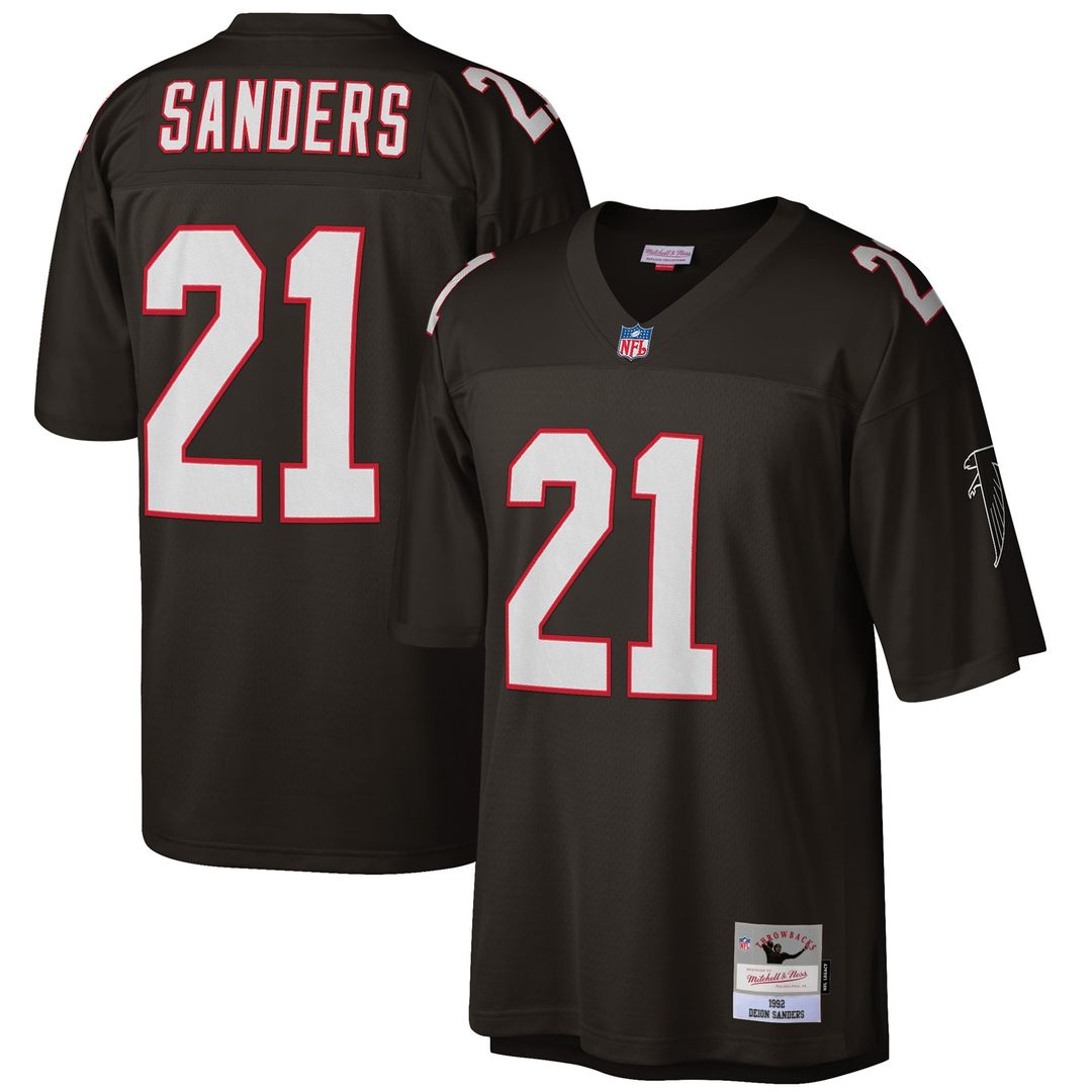Deion Sanders Atlanta Falcons Big & Tall 1992 Retired Player Replica Jersey - Black