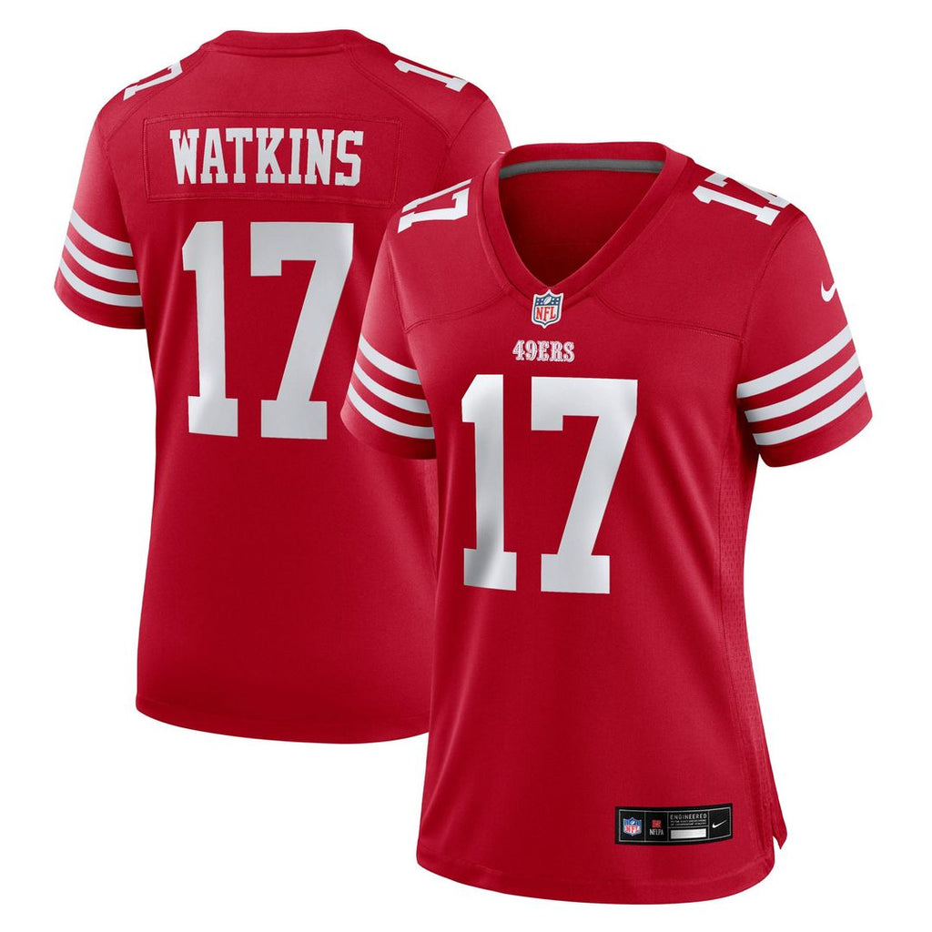 Jordan Watkins San Francisco 49ers Women's Team Game Jersey - Scarlet