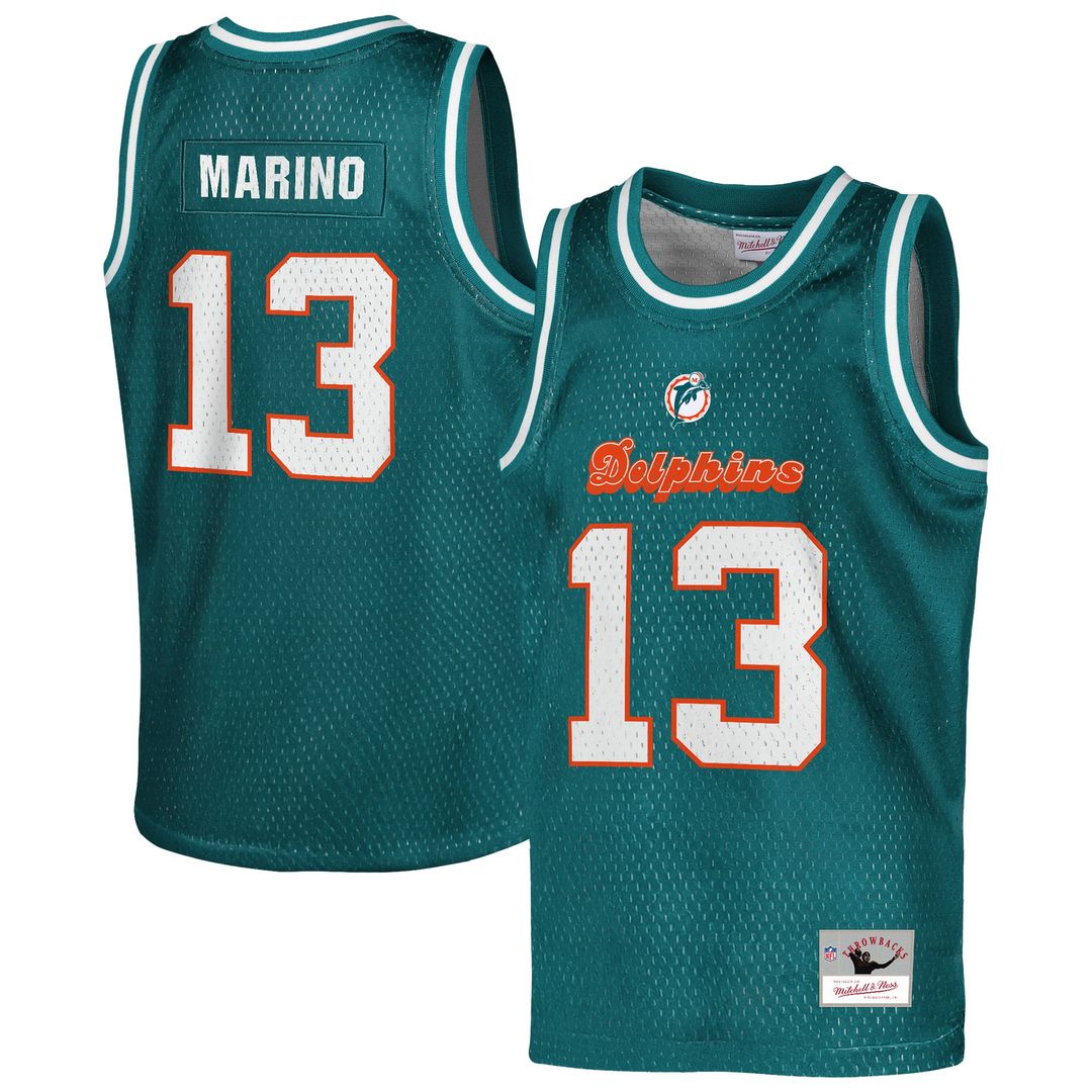 Dan Marino Miami Dolphins Youth Retired Player NFL Basketball Fashion Jersey - Aqua
