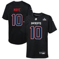 Drake Maye New England Patriots Youth Super Bowl LX Patch Carbon Fashion Game Jersey - Black