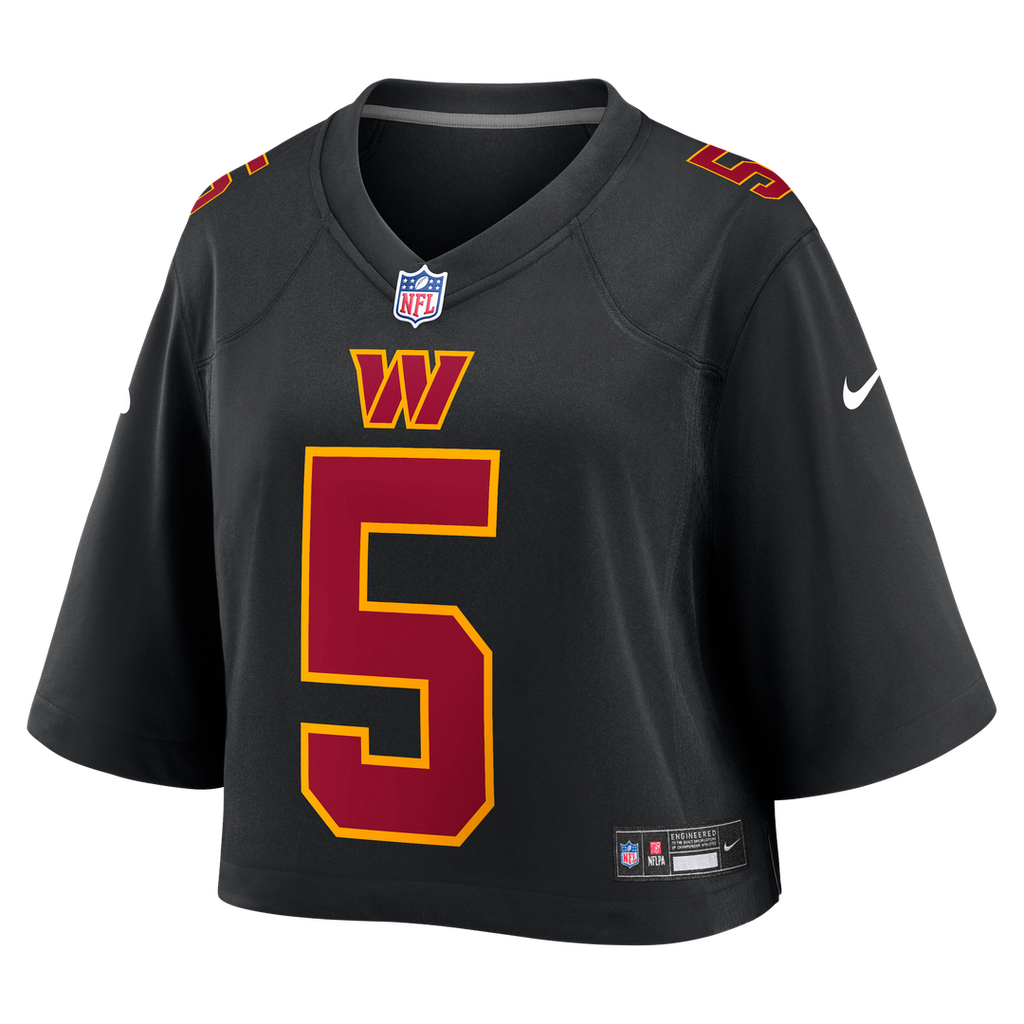 Jayden Daniels Washington Commanders Women's Cropped Fashion Game Jersey - Black