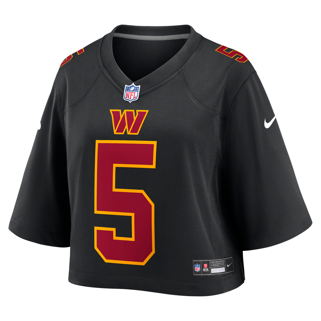 Jayden Daniels Washington Commanders Women's Cropped Fashion Game Jersey - Black