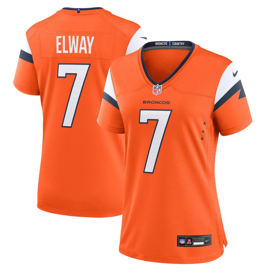 John Elway Denver Broncos Women's Team Retired Player Game Jersey - Orange