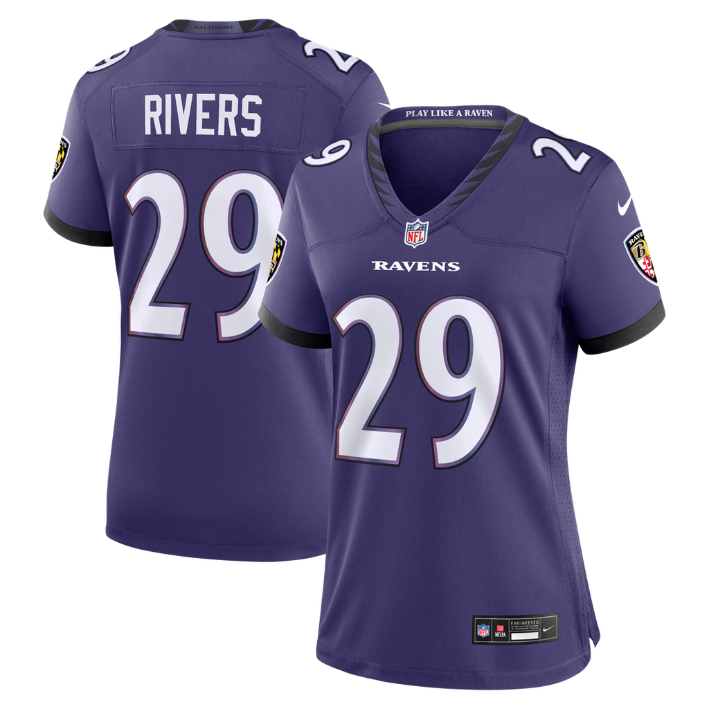 Chandler Rivers Baltimore Ravens Women's Team Game Jersey - Purple
