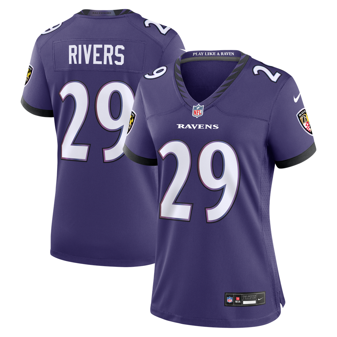 Chandler Rivers Baltimore Ravens Women's Team Game Jersey - Purple