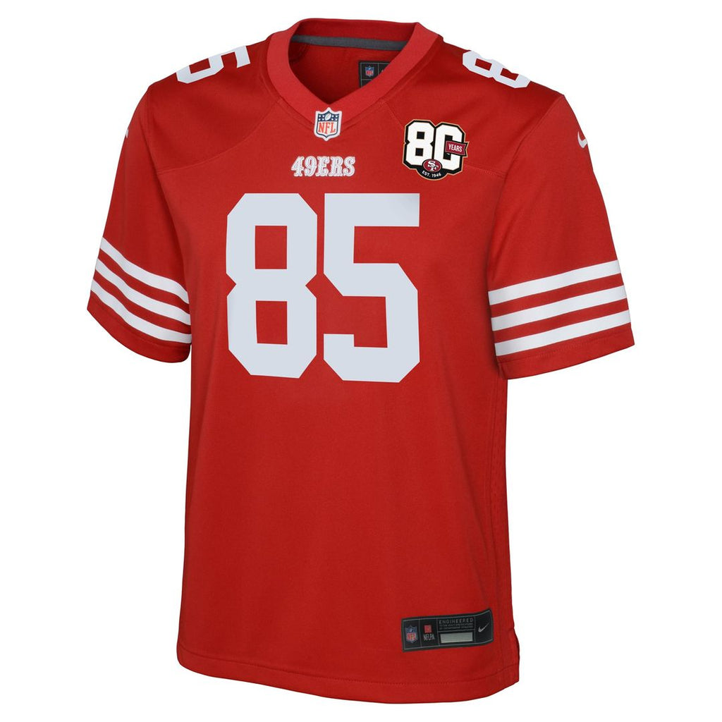 George Kittle San Francisco 49ers Youth 80th Anniversary Game Jersey - Scarlet