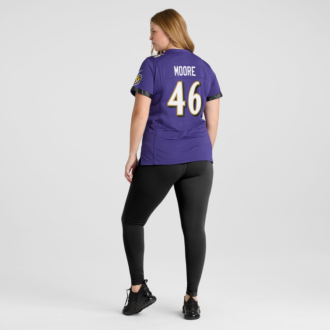 Nick Moore Baltimore Ravens Women's Game Player Jersey - Purple