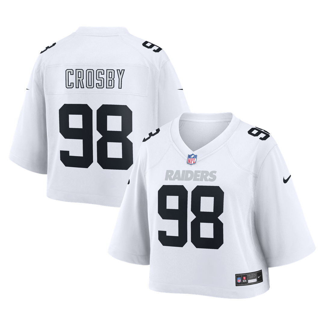 Maxx Crosby Las Vegas Raiders Women's Cropped Fashion Game Jersey - White