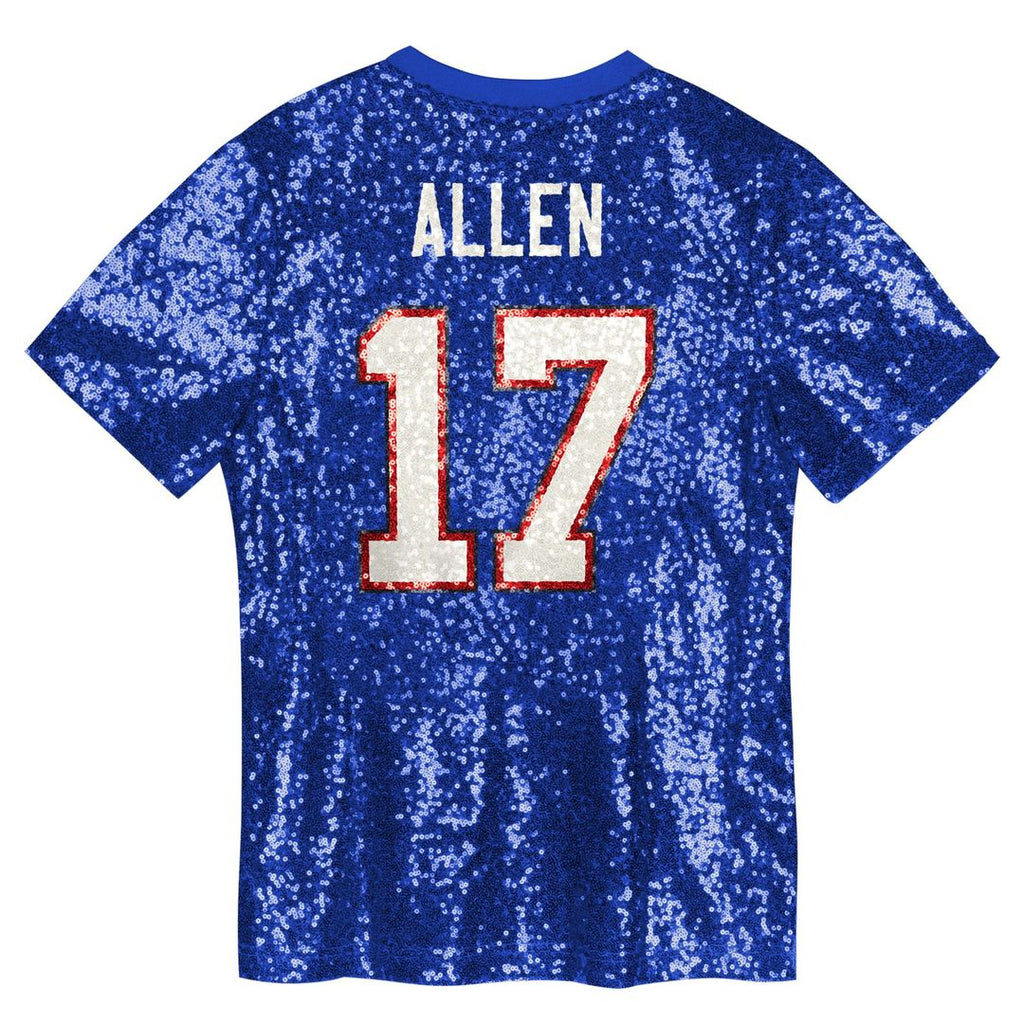 Josh Allen Buffalo Bills Girls Youth Sequin V - Neck Fashion Jersey - Royal