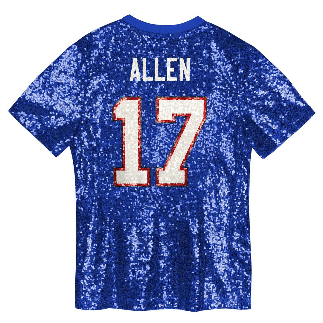 Josh Allen Buffalo Bills Girls Youth Sequin V - Neck Fashion Jersey - Royal