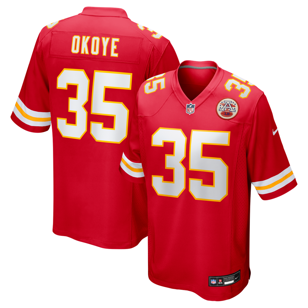 Christian Okoye Kansas City Chiefs Game Retired Player Jersey - Red