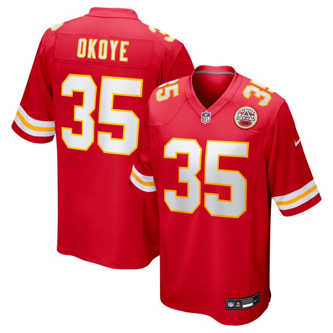 Christian Okoye Kansas City Chiefs Game Retired Player Jersey - Red
