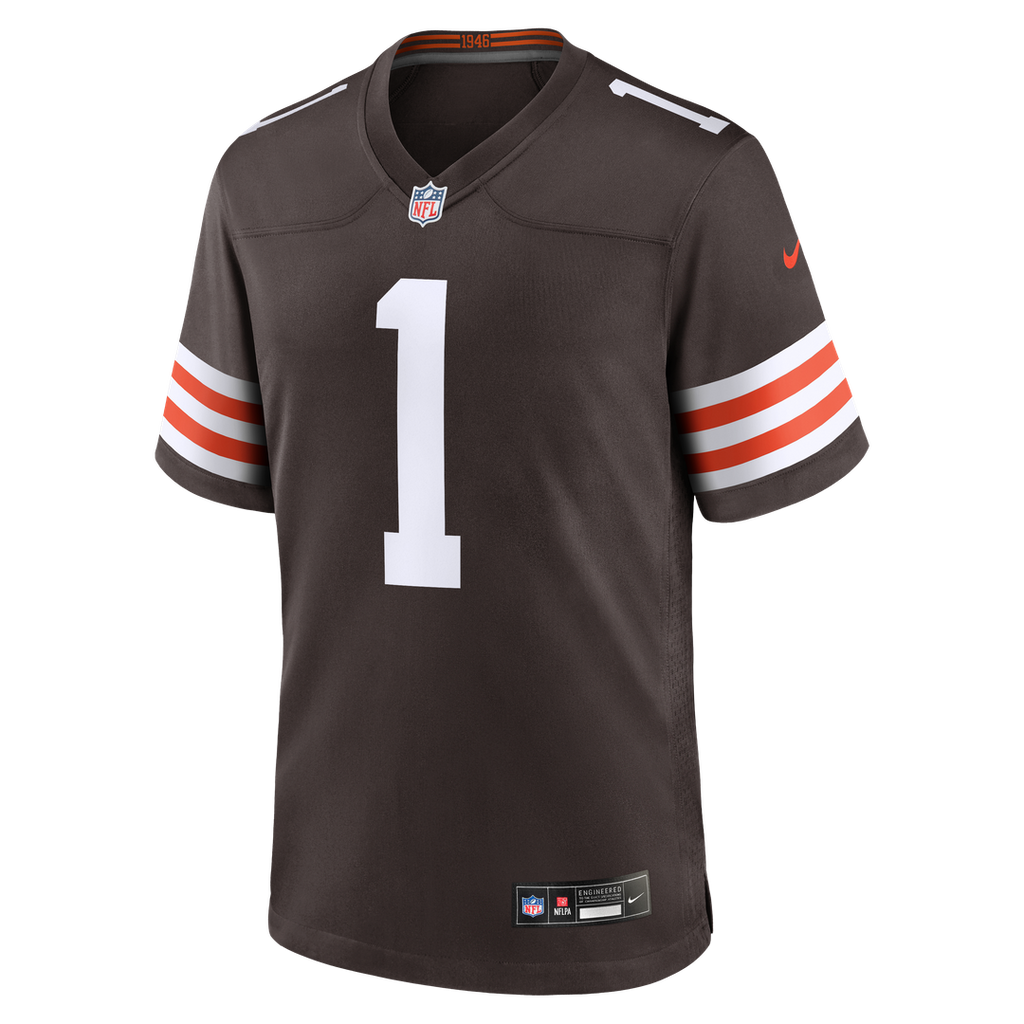 Number 1 Groom Cleveland Browns Game Jersey - Brown