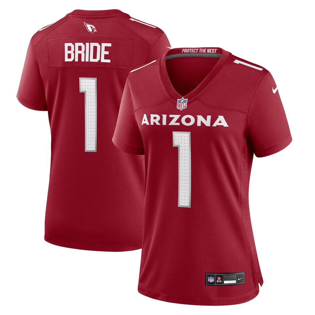 Number 1 Bride Arizona Cardinals Women's Game Jersey - Cardinal