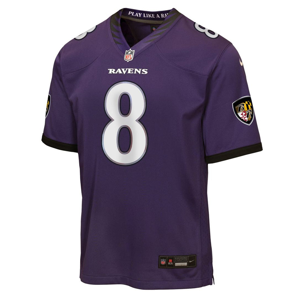 Lamar Jackson Baltimore Ravens Youth Team Game Jersey - Purple