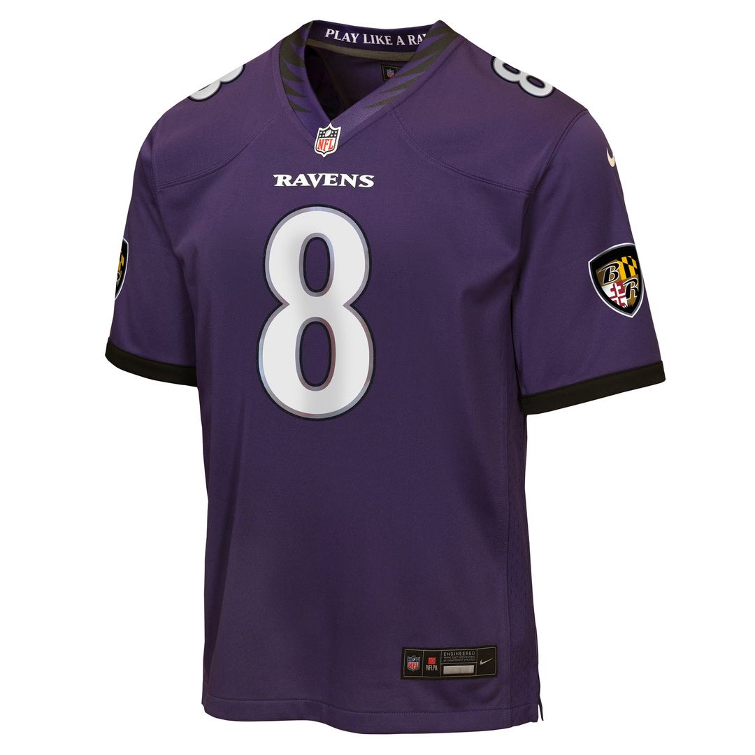 Lamar Jackson Baltimore Ravens Youth Team Game Jersey - Purple