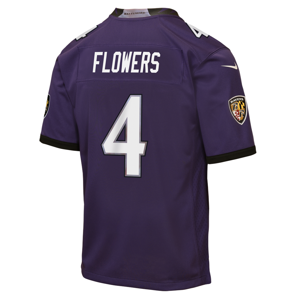 Zay Flowers Baltimore Ravens Youth Game Jersey - Purple
