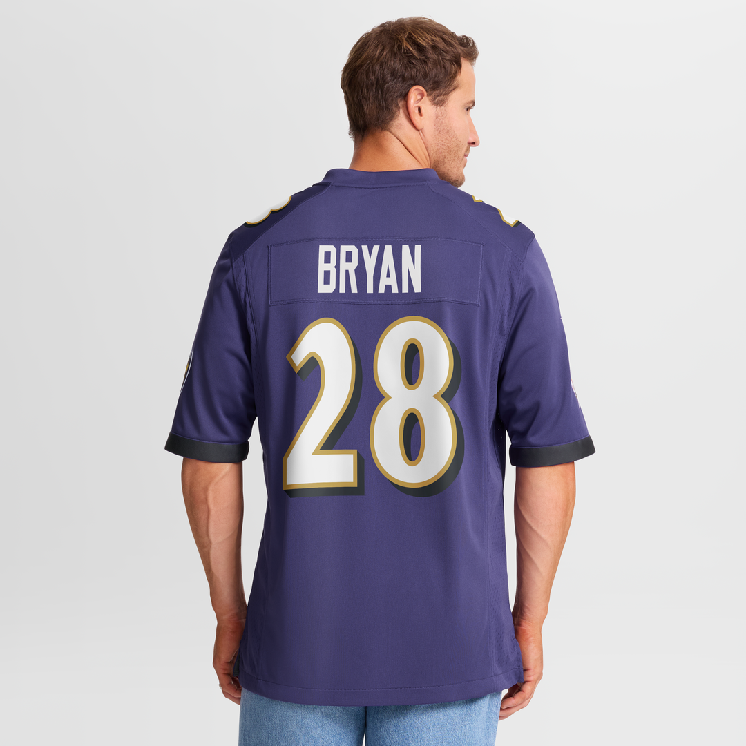 Taven Bryan Baltimore Ravens Team Game Jersey - Purple