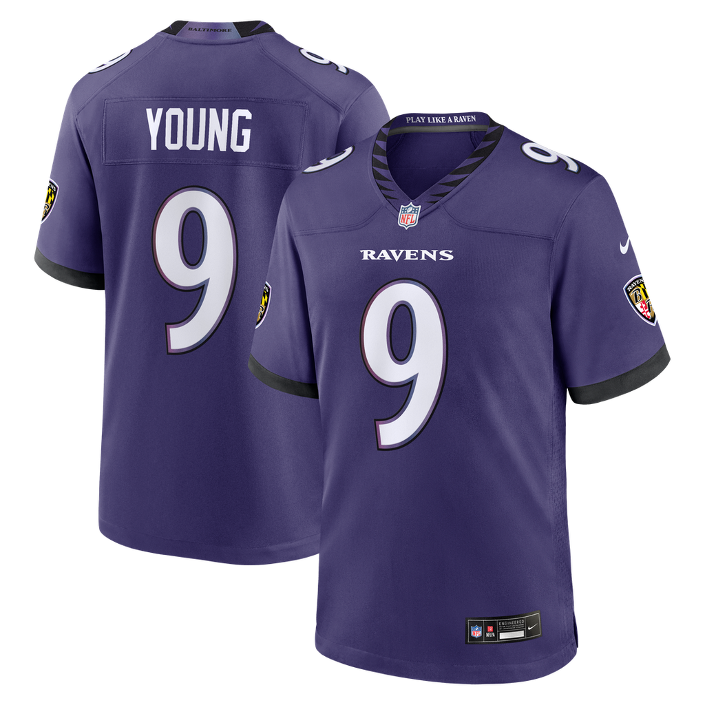 Zion Young Baltimore Ravens Team Game Jersey - Purple