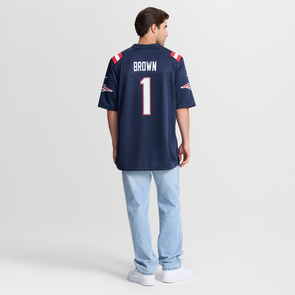 A.J. Brown New England Patriots Team Game Jersey - Navy