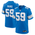 Giovanni Manu Detroit Lions Team Game Jersey - Blue