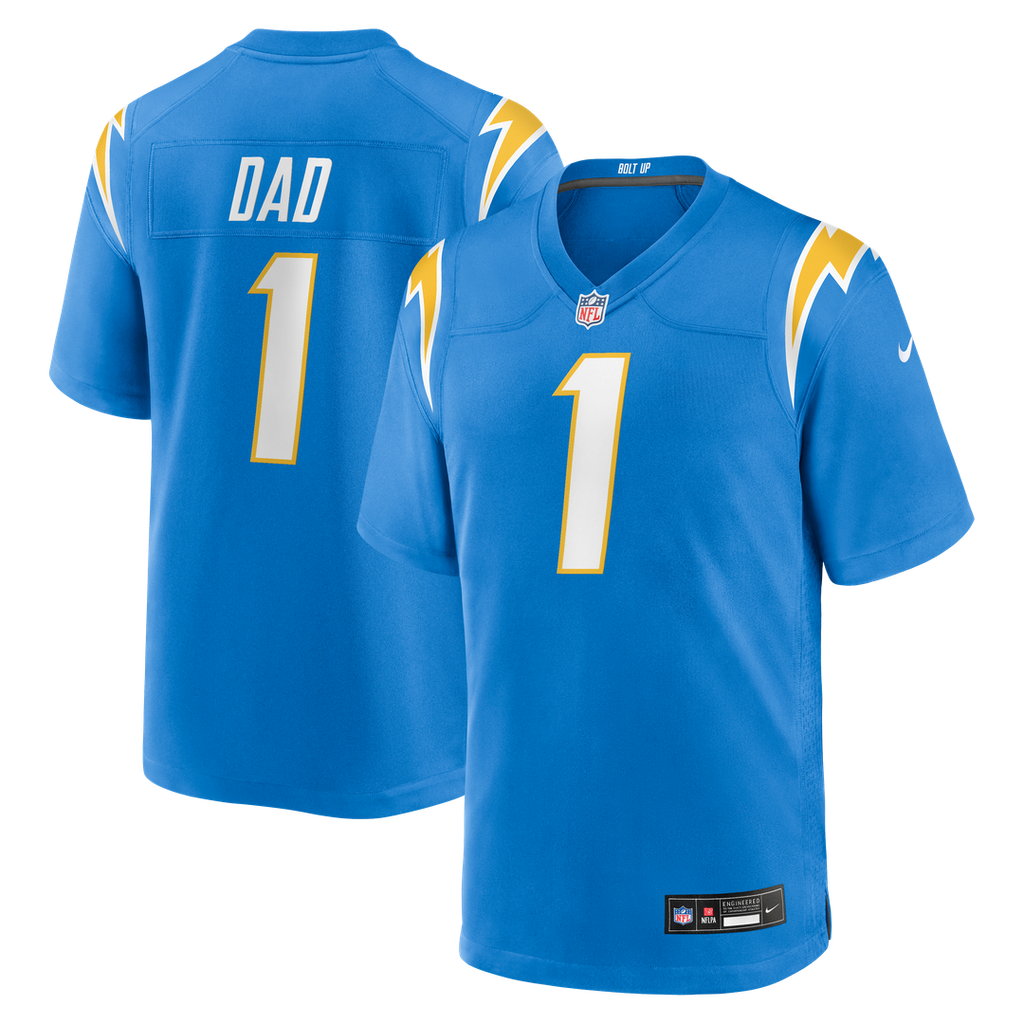 Number 1 Dad Los Angeles Chargers Game Jersey - Powder Blue