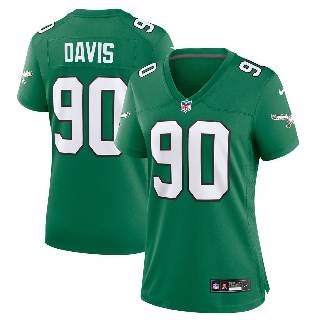 Jordan Davis Philadelphia Eagles Women's Team Game Jersey - Midnight Green