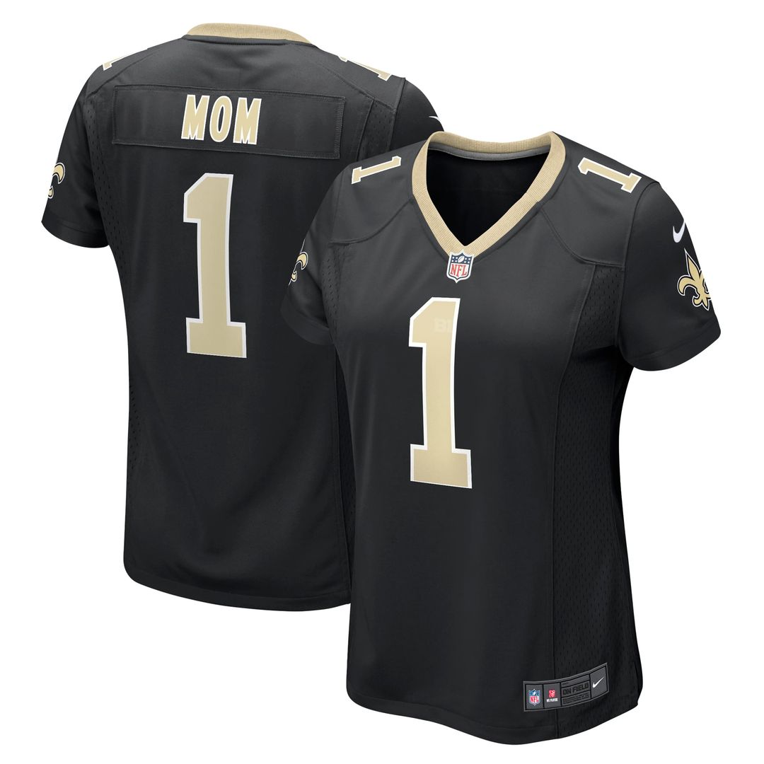 Number 1 Mom New Orleans Saints Women's Game Jersey - Black