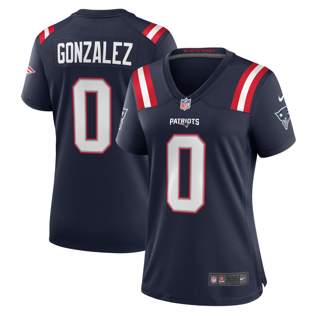 Christian Gonzalez New England Patriots Women's Team Game Jersey - Navy