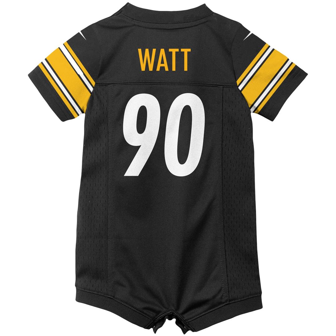 T.J. Watt Pittsburgh Steelers Newborn Romper Game Jersey - Black