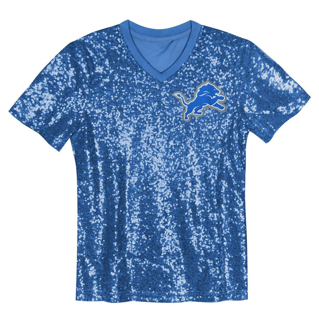 Aidan Hutchinson Detroit Lions Girls Youth Sequin V - Neck Fashion Jersey - Blue