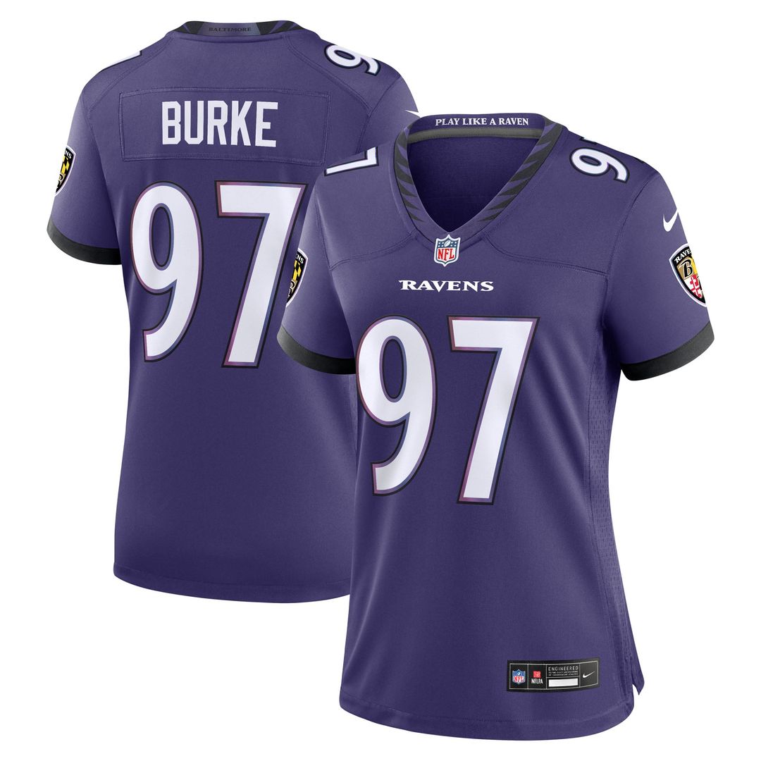 Ethan Burke Baltimore Ravens Women's Team Game Jersey - Purple
