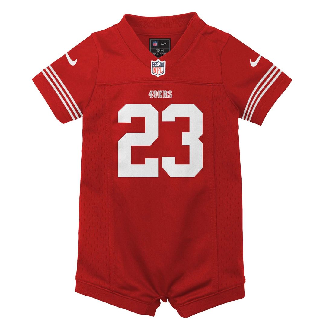 Christian McCaffrey San Francisco 49ers Newborn Romper Game Jersey - Scarlet