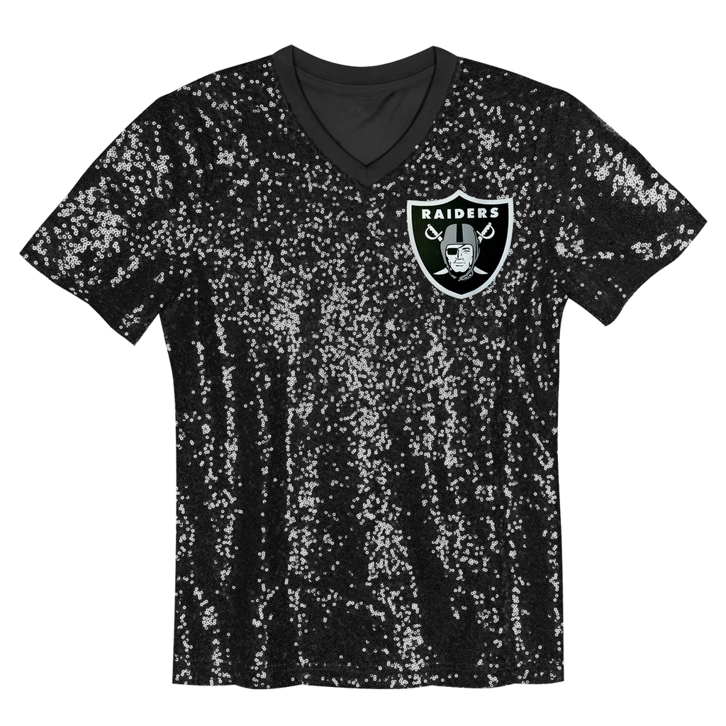 Maxx Crosby Las Vegas Raiders Girls Youth Sequin V - Neck Fashion Jersey - Black