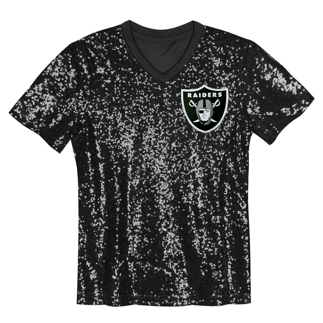 Maxx Crosby Las Vegas Raiders Girls Youth Sequin V - Neck Fashion Jersey - Black