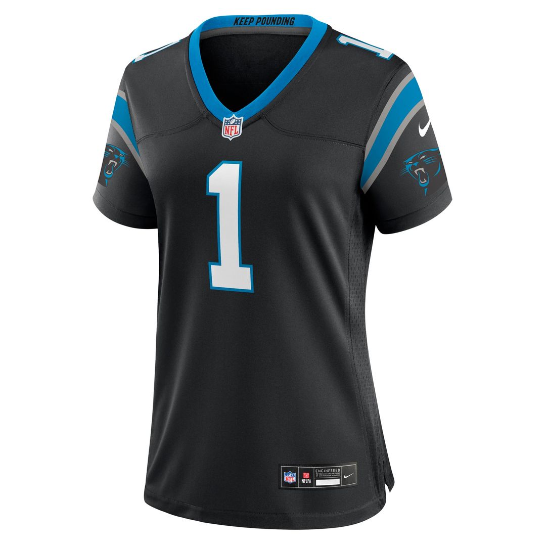 Number 1 Mom Carolina Panthers Women's Game Jersey - Black