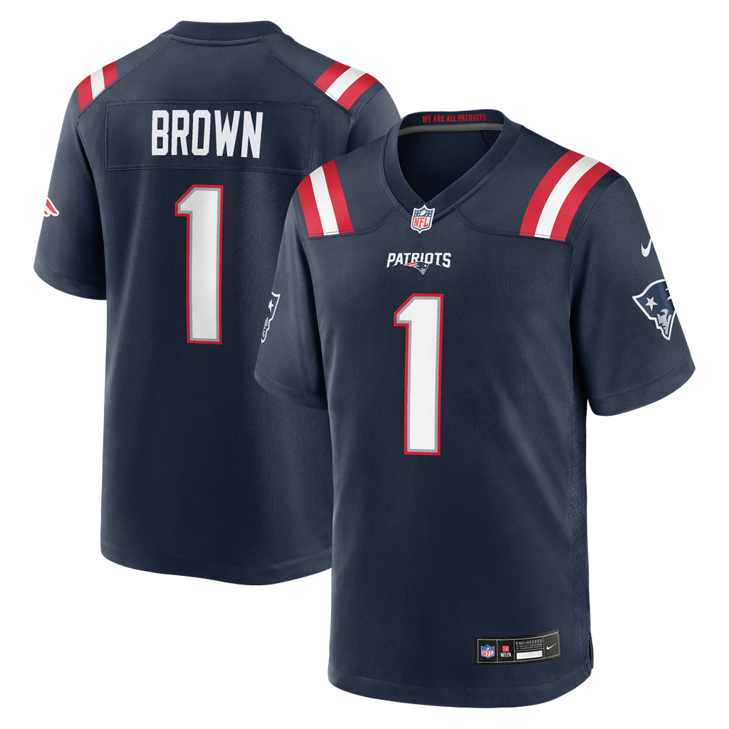 A.J. Brown New England Patriots Team Game Jersey - Navy