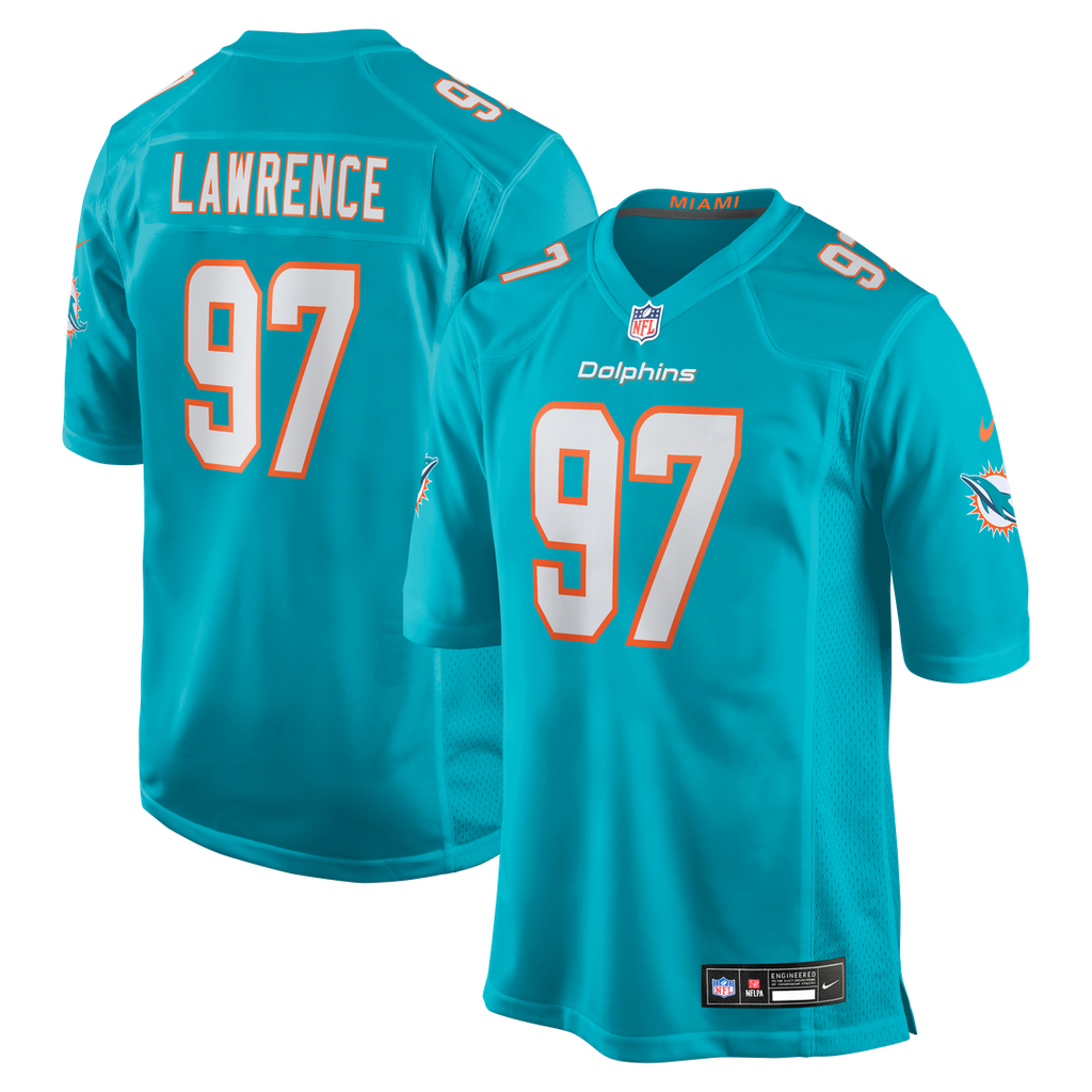 Rashard Lawrence Miami Dolphins Team Game Jersey - Aqua